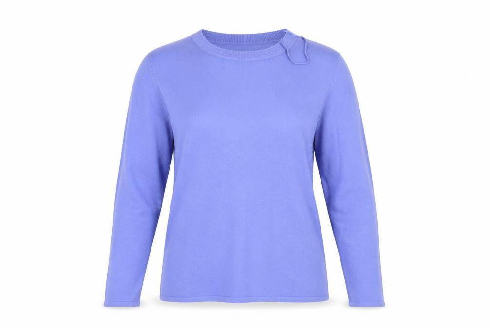 Front view of Bonmarché women’s blue jumper, size UK 10