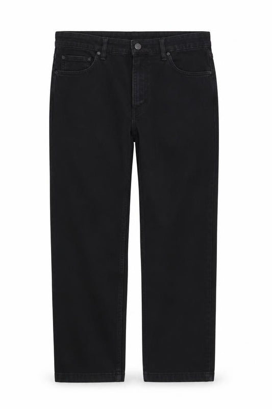 Front view of Preworn men’s blue trousers, size 36, in, 26-inch leg