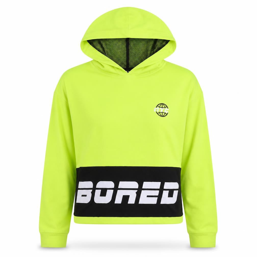 Front view of FB Sister women’s green pullover hoodie, size XS
