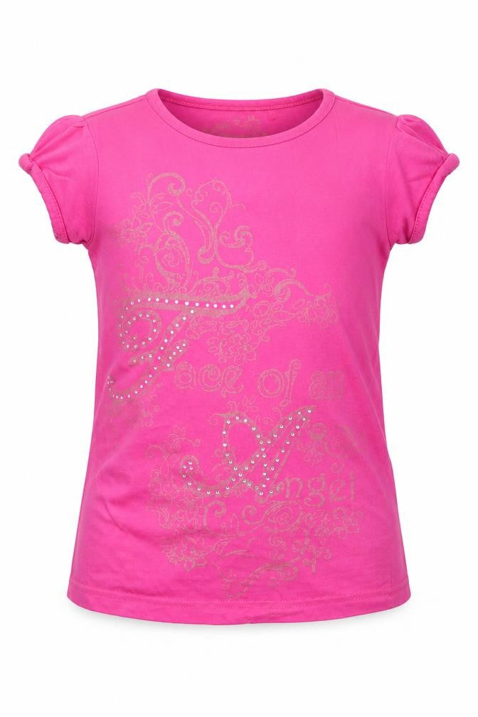 Front view of George girls’ pink basic t-shirt, size 7-8, years