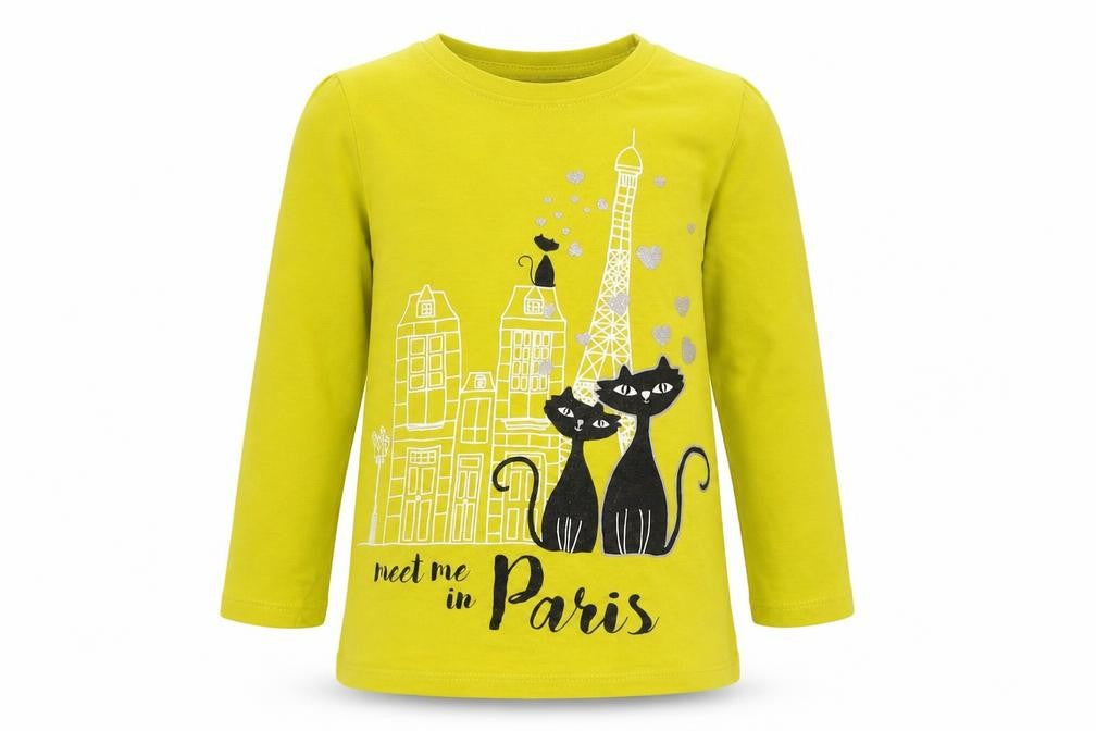 Front view of So Cute girls’ yellow basic t-shirt, size 2-3, years