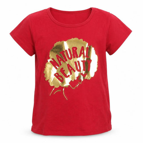 Cute 4 u Girls Red   Basic T-Shirt Size 6 Years  - embossed