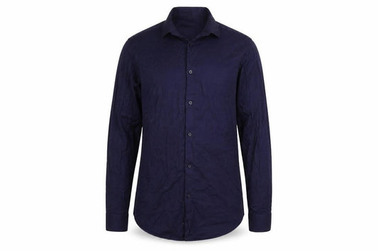 Front view of Primark men’s blue button-up, size 14.5