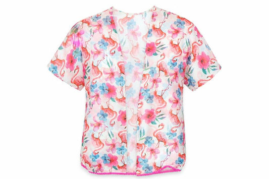 Front view of Tu girls’ white floral cardigan jumper, size 8, years - flamingo