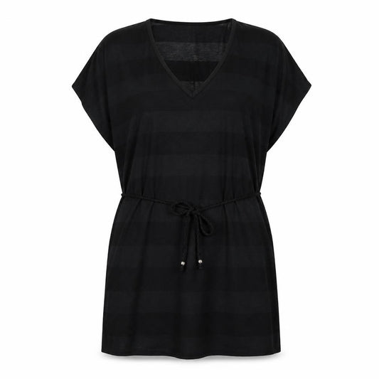 Front view of Papaya women’s black kaftan, size S, - beach wear