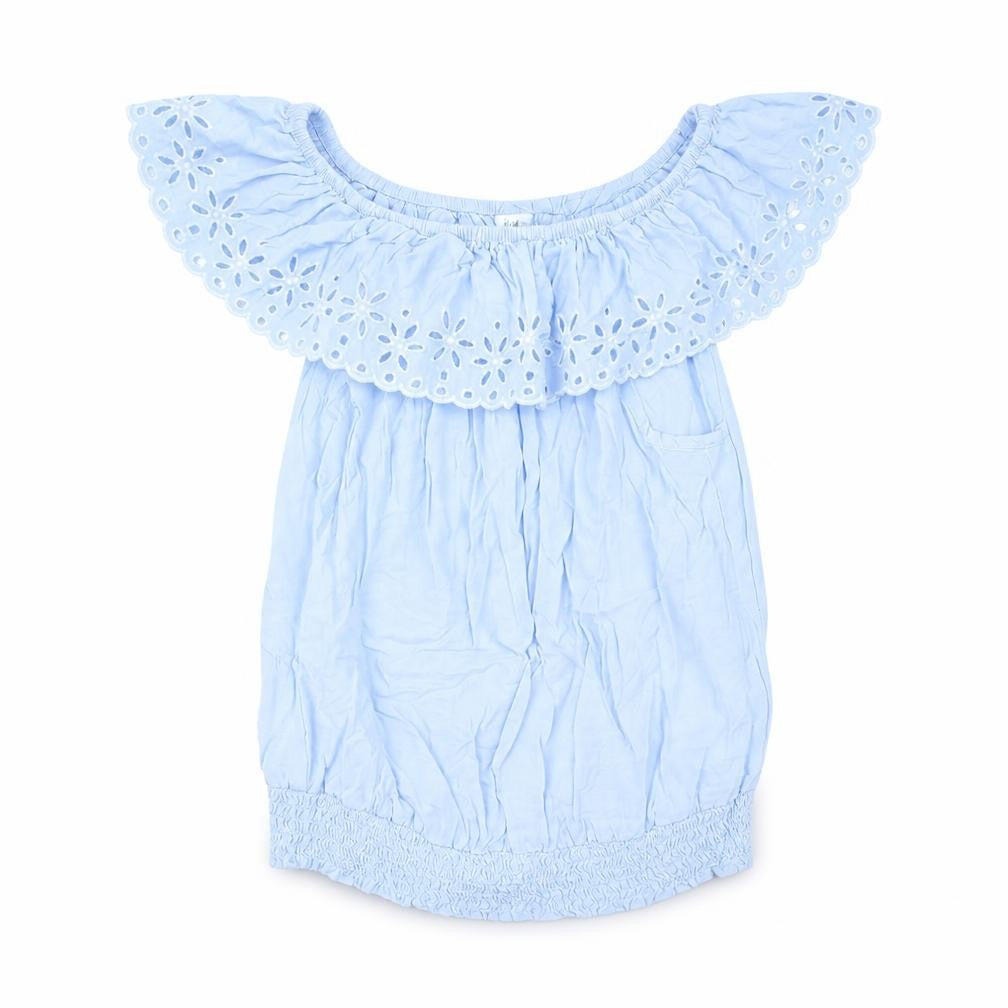 Front view of H&M girls’ blue basic tank, size 12, years