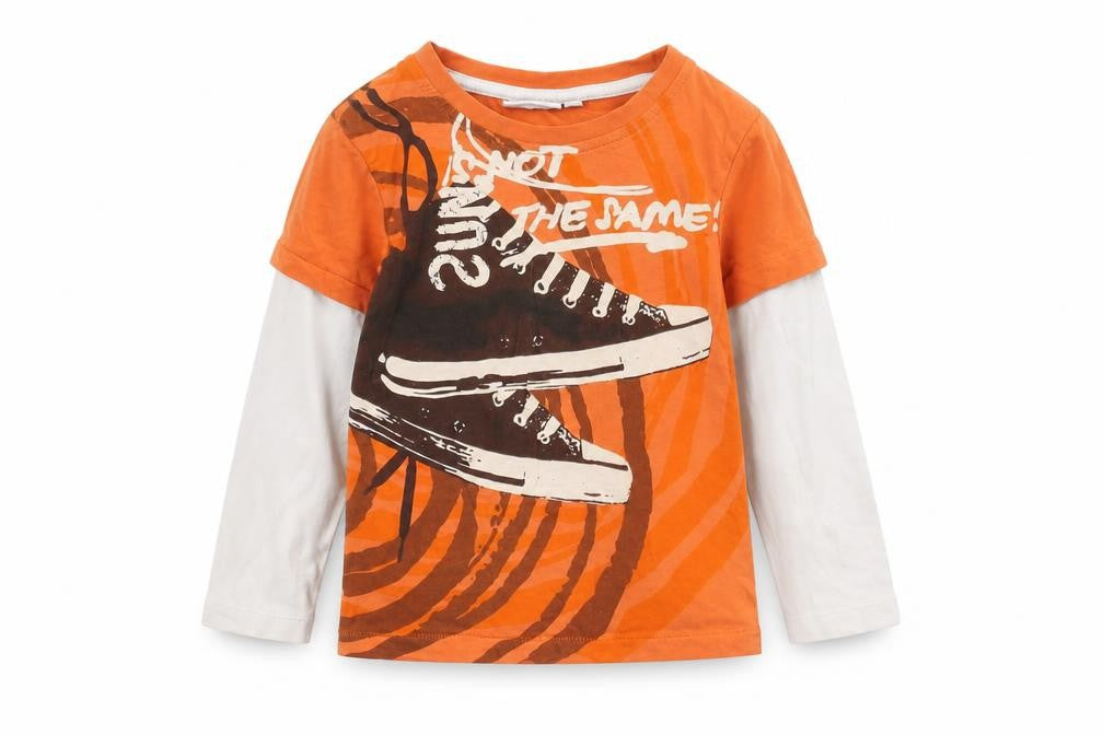 Front view of Preworn girls’ orange basic t-shirt, size 3, years