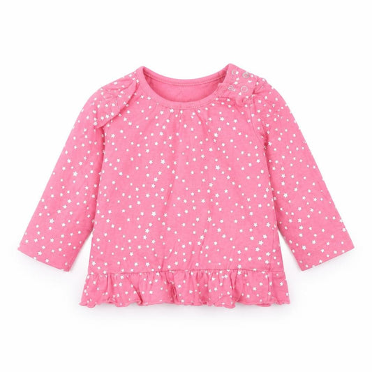 Front view of Early Days Baby Pink Polka Dot Basic T-Shirt, size 3-6, Months