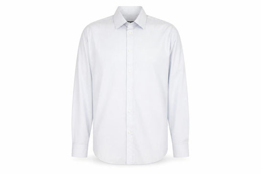 Front view of tailor cutter men’s green dress shirt, size 16