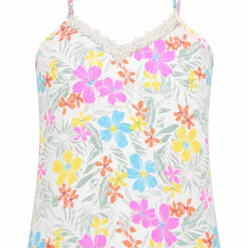 Secret Possesions Womens White Floral  Top Pyjama Top Size 12