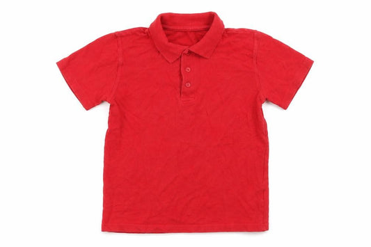 Front view of Preworn boys’ red basic polo, size 8, years