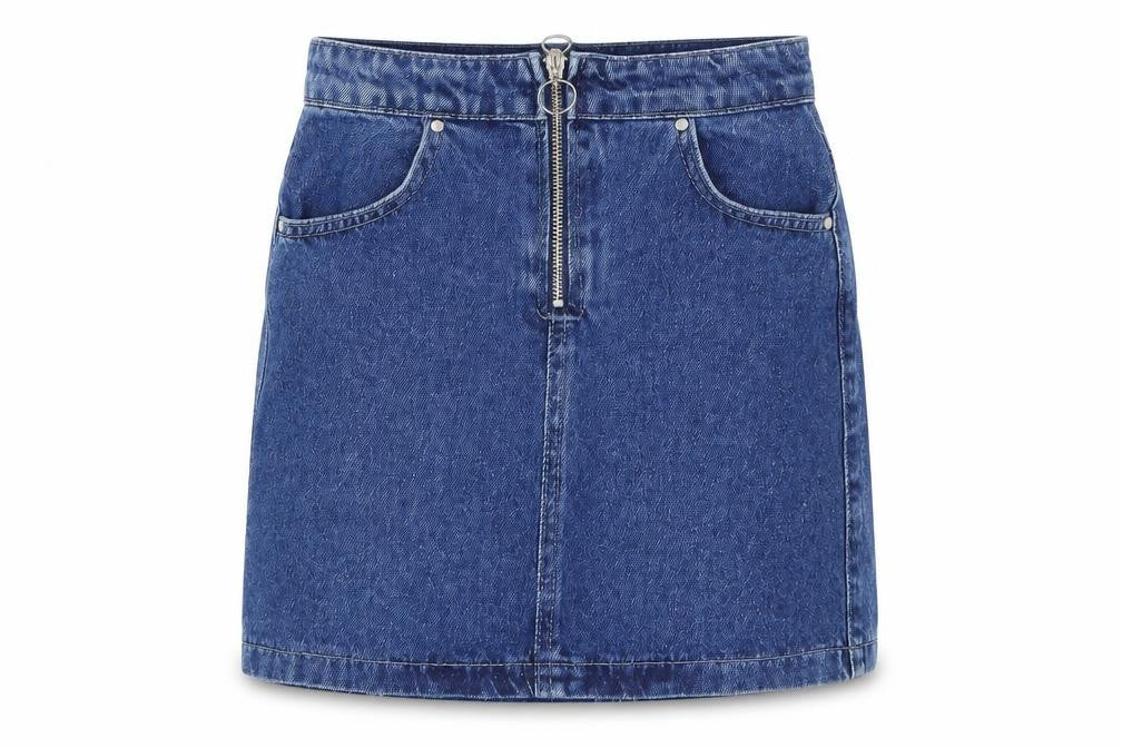 Front view of Select girls’ blue ikat a-line skirt, size 10, years
