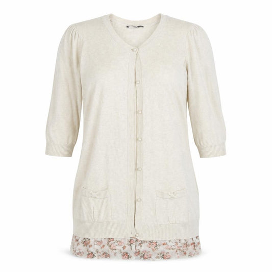 Front view of George women’s ivory knit cardigan jumper, size UK 12
