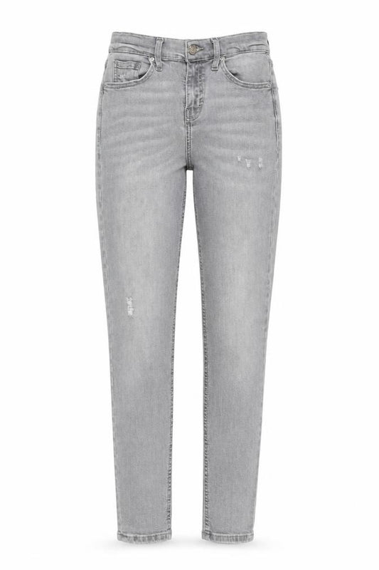 Front view of Topshop women’s grey denim skinny jeans, size UK 26, 26-inch leg