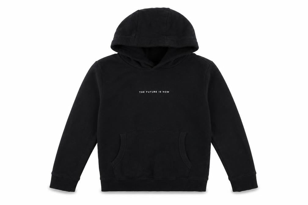 Front view of Next boys’ black pullover hoodie, size 9, years - the future is now