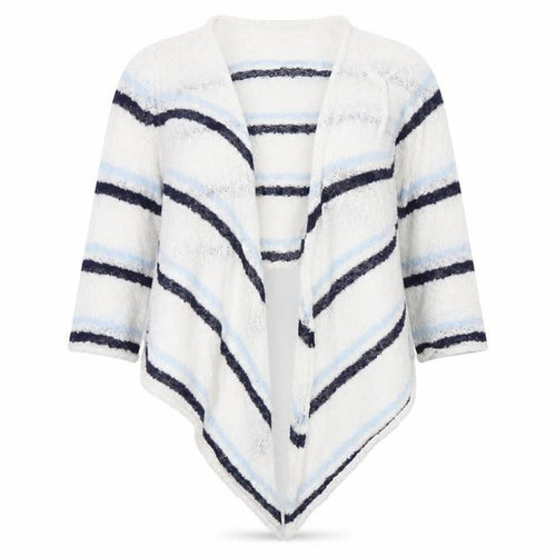M&Co Womens White Striped  Cardigan Jumper Size 16