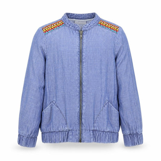 Front view of Matalan girls’ blue jacket coat, size 5, years