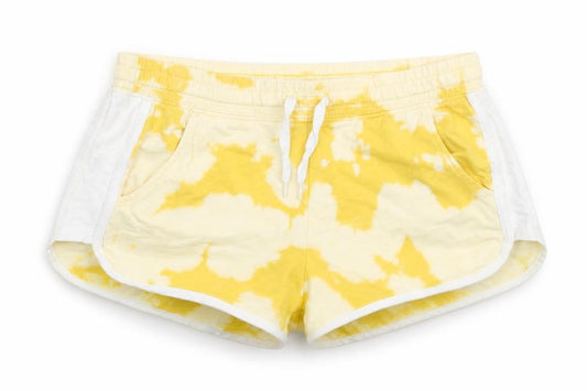 Front view of H&M girls’ yellow hot pants shorts, size 11-12, years