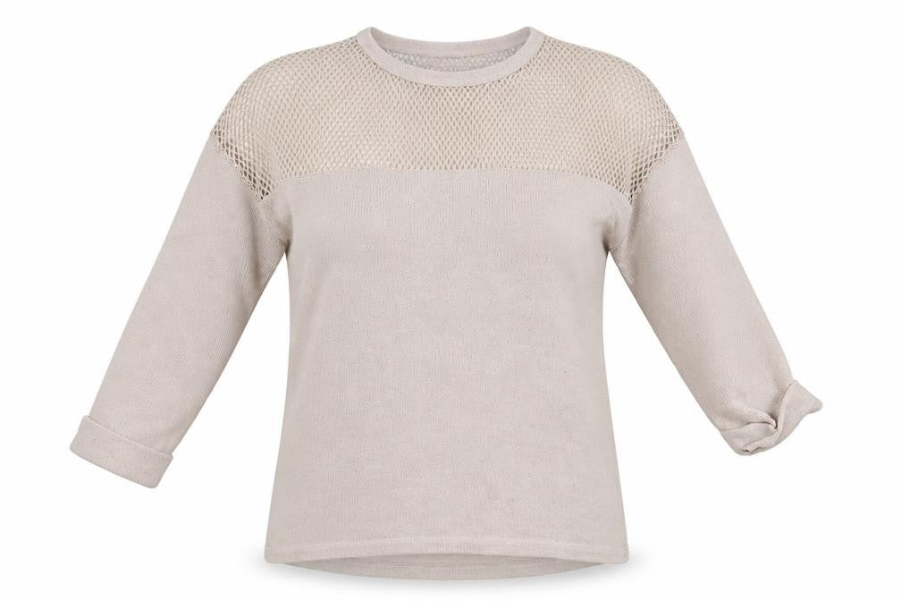 Front view of River Island women’s beige jumper, size UK 10