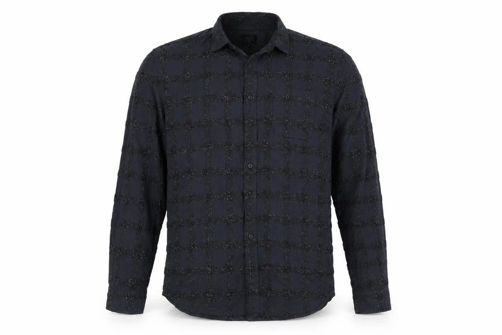 Front view of Authentic men’s black button-up, size XL