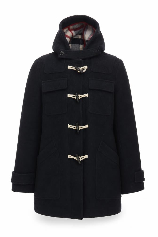 Front view of ASOS women’s blue overcoat coat, size UK 8