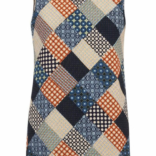 Boohoo Womens Blue Geometric  Tank Dress  Size 10  - Orange