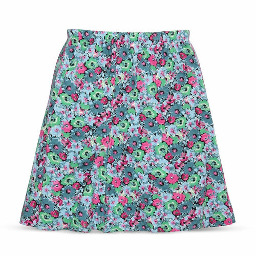 Preworn Womens Multicoloured Floral  Swing Skirt Size 33 in  - Blue Pink and Green Flowers