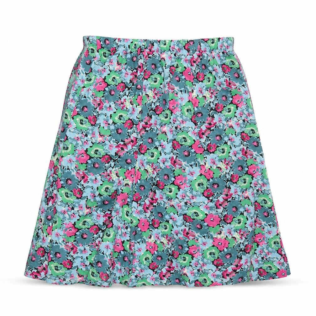 Preworn Womens Multicoloured Floral  Swing Skirt Size 33 in  - Blue Pink and Green Flowers