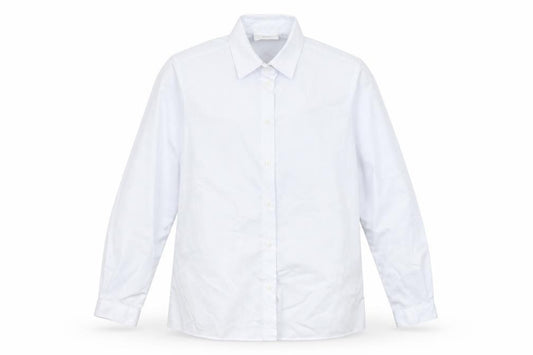 Front view of Next boys’ white basic button-up, size 14, years