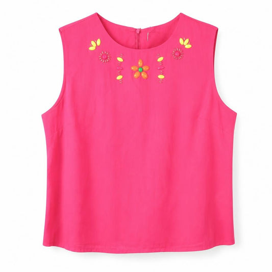 Front view of Cameo Rose women’s pink basic blouse, size UK 14