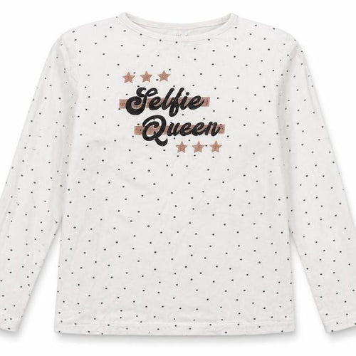 Primark Girls White Polka Dot  Basic T-Shirt Size 10-11 Years  - Selfie Queen