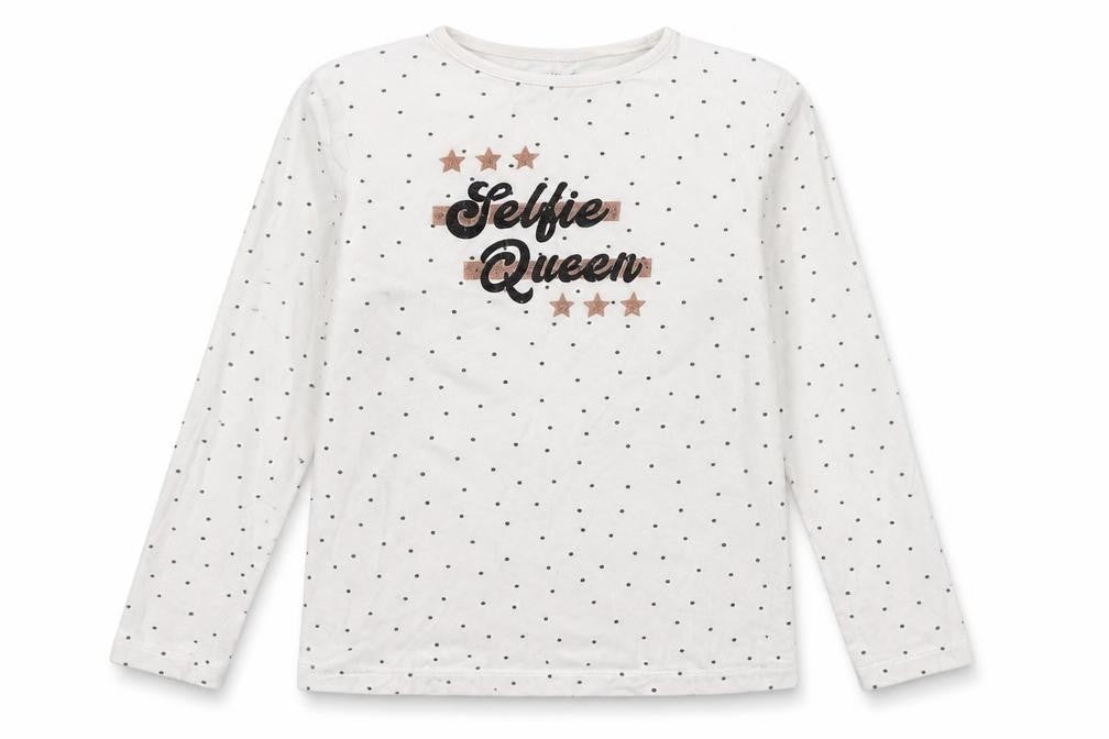 Primark Girls White Polka Dot  Basic T-Shirt Size 10-11 Years  - Selfie Queen