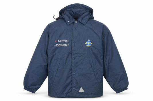 Front view of Result men’s blue windbreaker coat, size M