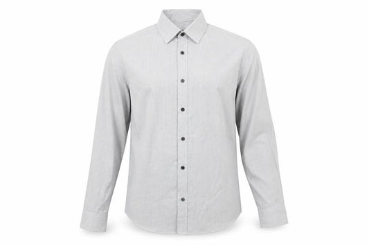 Front view of tailor men’s white dress shirt, size M