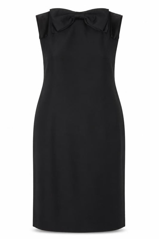 Front view of bsl women’s black ball gown, size UK 8
