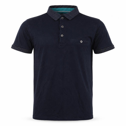 Front view of Preworn men’s blue corduroy polo, size M