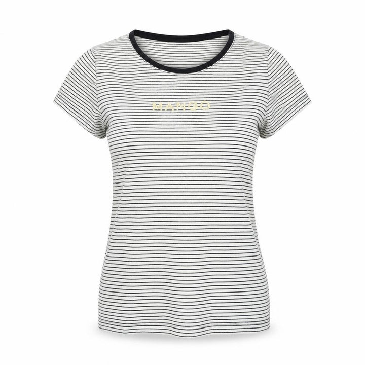 Mango Womens White Striped  Basic T-Shirt Size M