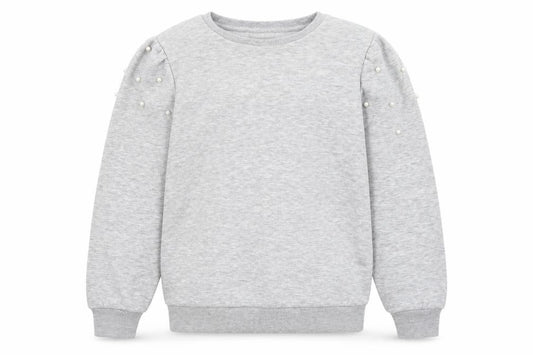 Front view of I Love Girlswear girls’ grey jumper, size 9, years