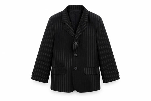 Front view of Preworn boys’ blue striped jacket, size 3, years