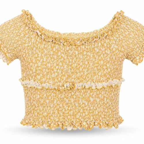 Select Womens Yellow Floral  Cropped T-Shirt Size S