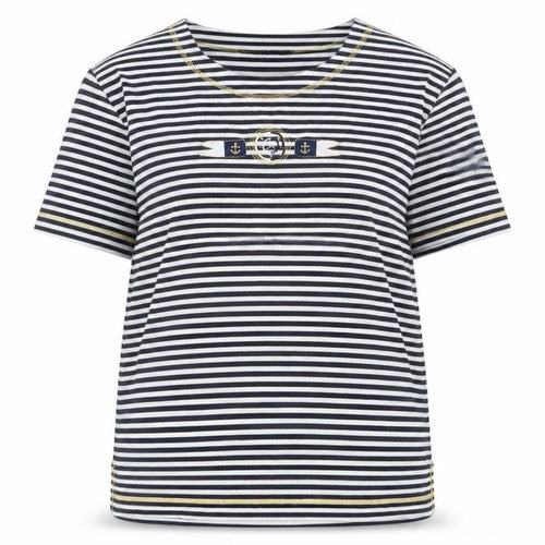 Donna Lewis Womens Blue Striped  Basic T-Shirt Size M  - Anchor Print