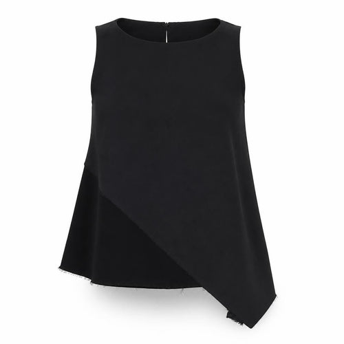 Topshop Womens Black   Camisole Blouse Size 8  - SHAPED FRAYED HEM