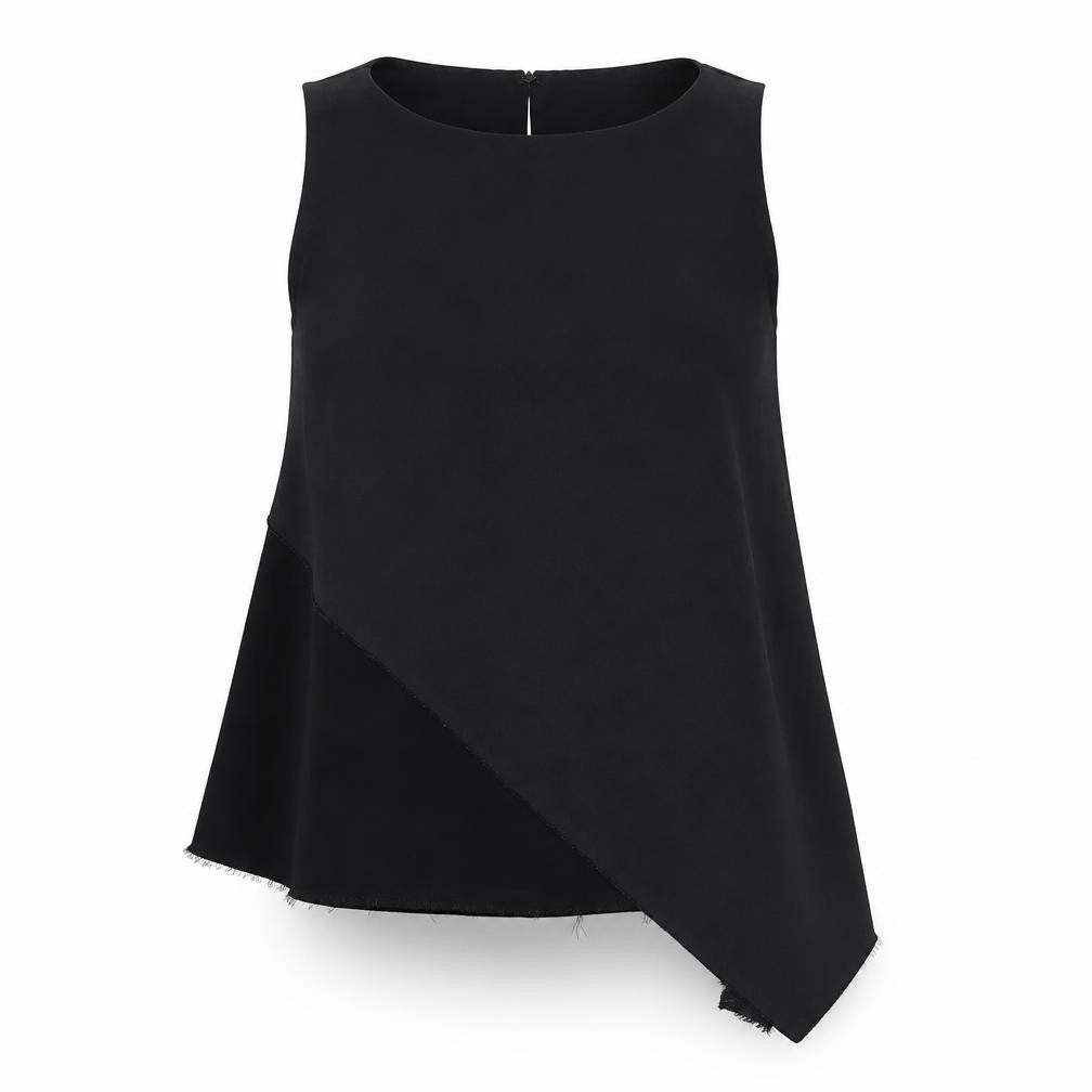Topshop Womens Black   Camisole Blouse Size 8  - SHAPED FRAYED HEM