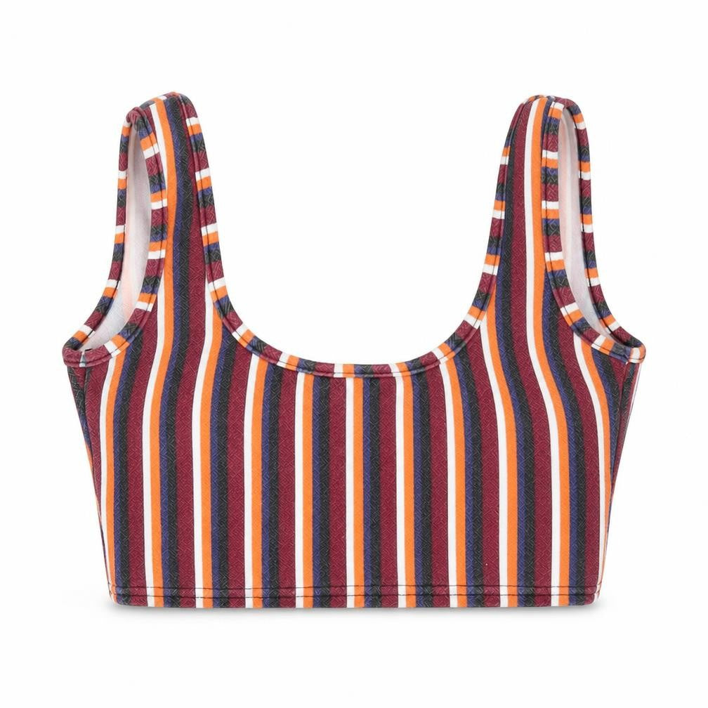 Boohoo Womens Multicoloured Striped  Cropped T-Shirt Size 6