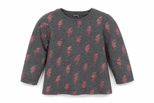 Front view of Next girls’ grey geometric basic t-shirt, size 12-18, months