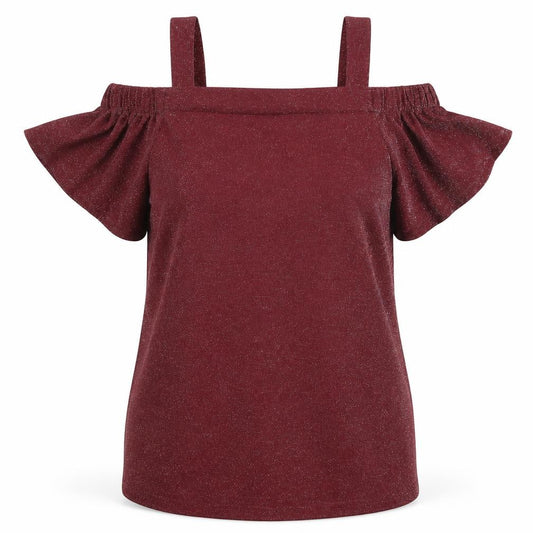 Front view of F&F women’s red basic blouse, size UK 12