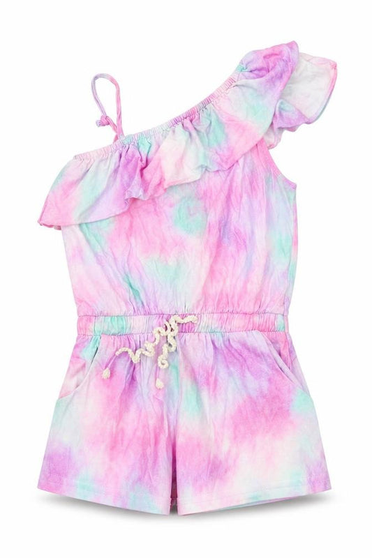 Front view of Next girls’ multicoloured geometric playsuit one-piece, size 4, years