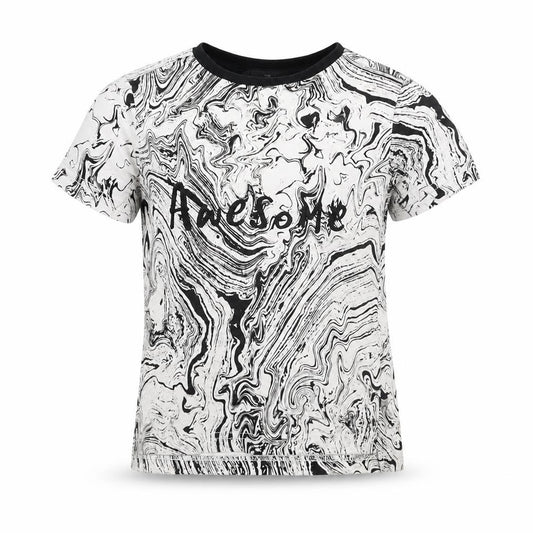 Front view of George boys’ white basic t-shirt, size 2-3, years - marble effect
