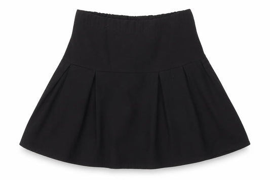 Front view of Debenhams women’s black flare skirt, size UK 4, - stretch waistband