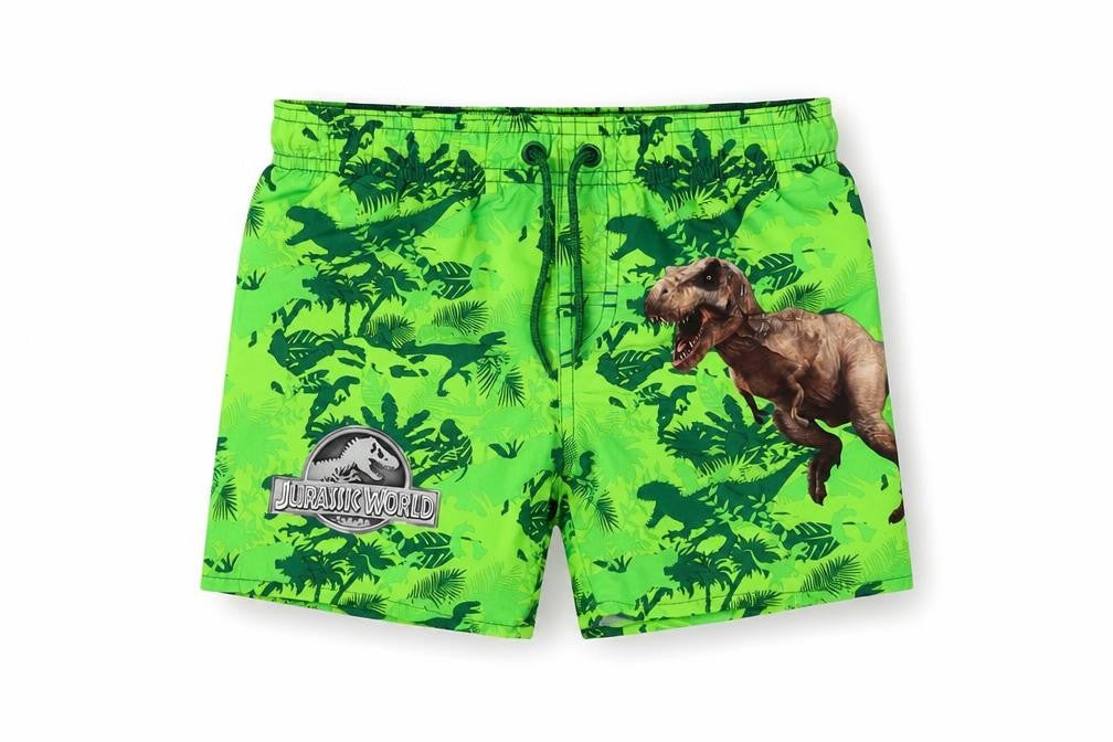 Front view of H&M boys’ green bermuda shorts, size 2-3, years - jurassic park